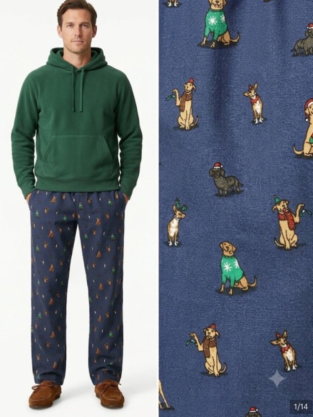 NWT J crew Christmas Dogs Pets Flannel pajama pant in print Mens Small